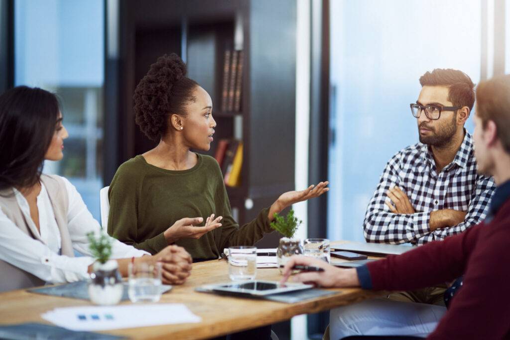 Shot of a group of businesspeople having a meeting in the boardroom.